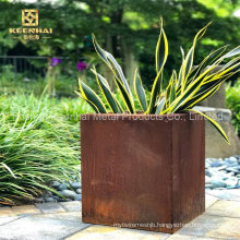 Cube Solid Corten Steel Flower Pot Planter for Graden (KH-CS-67)